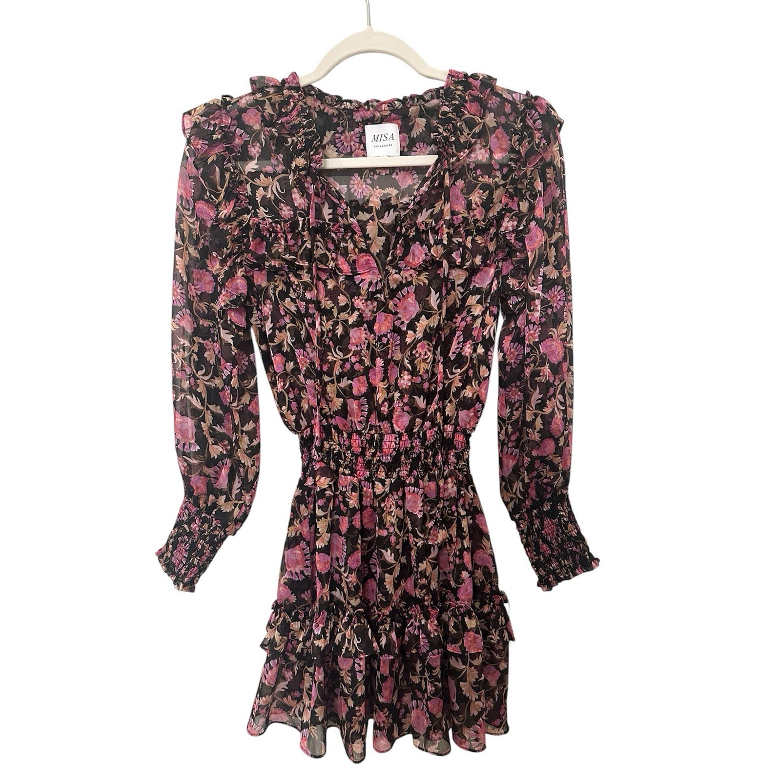 $390 Misa Los Angeles Women's Pink Floral Mini Dress Size Xs Nwot